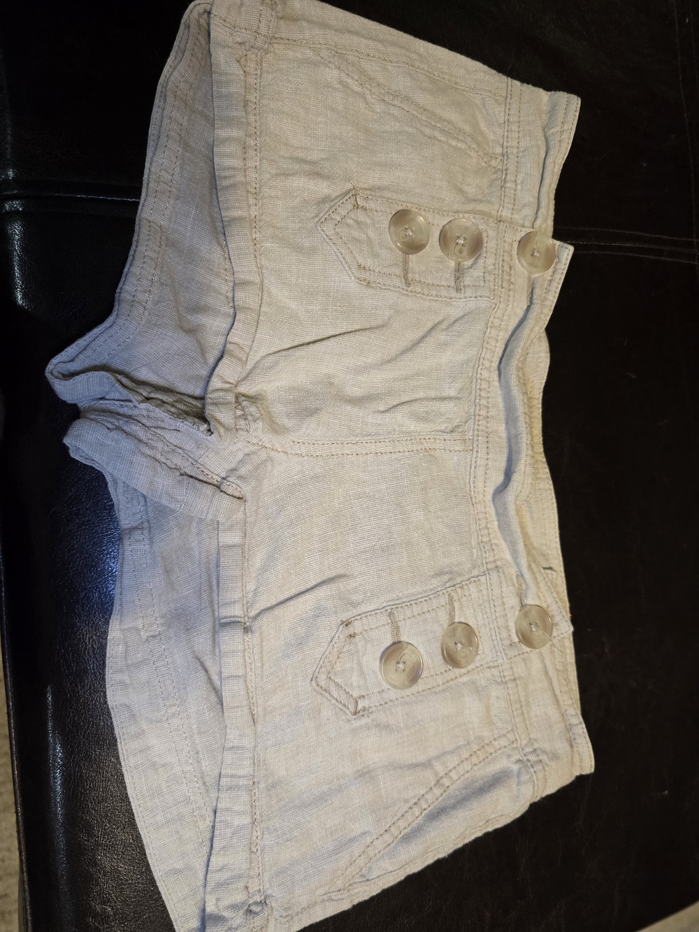 Express Beige Linen-Look Button Front Shorts